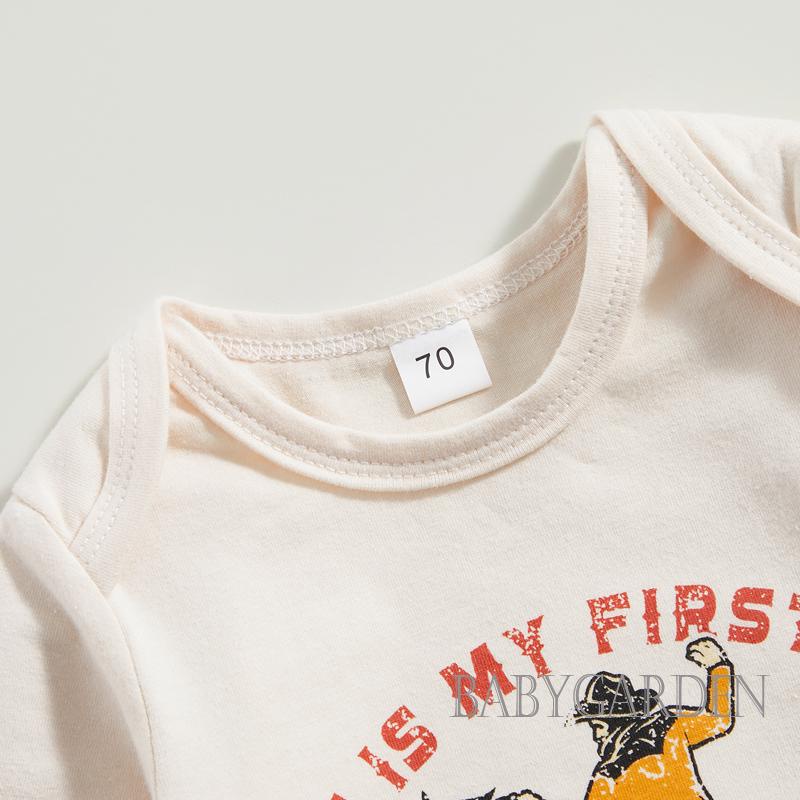 Áo Liền Quần Ngắn Tay Cổ Tròn In Chữ Cho Bé Trai 0-12 Tháng Tuổi