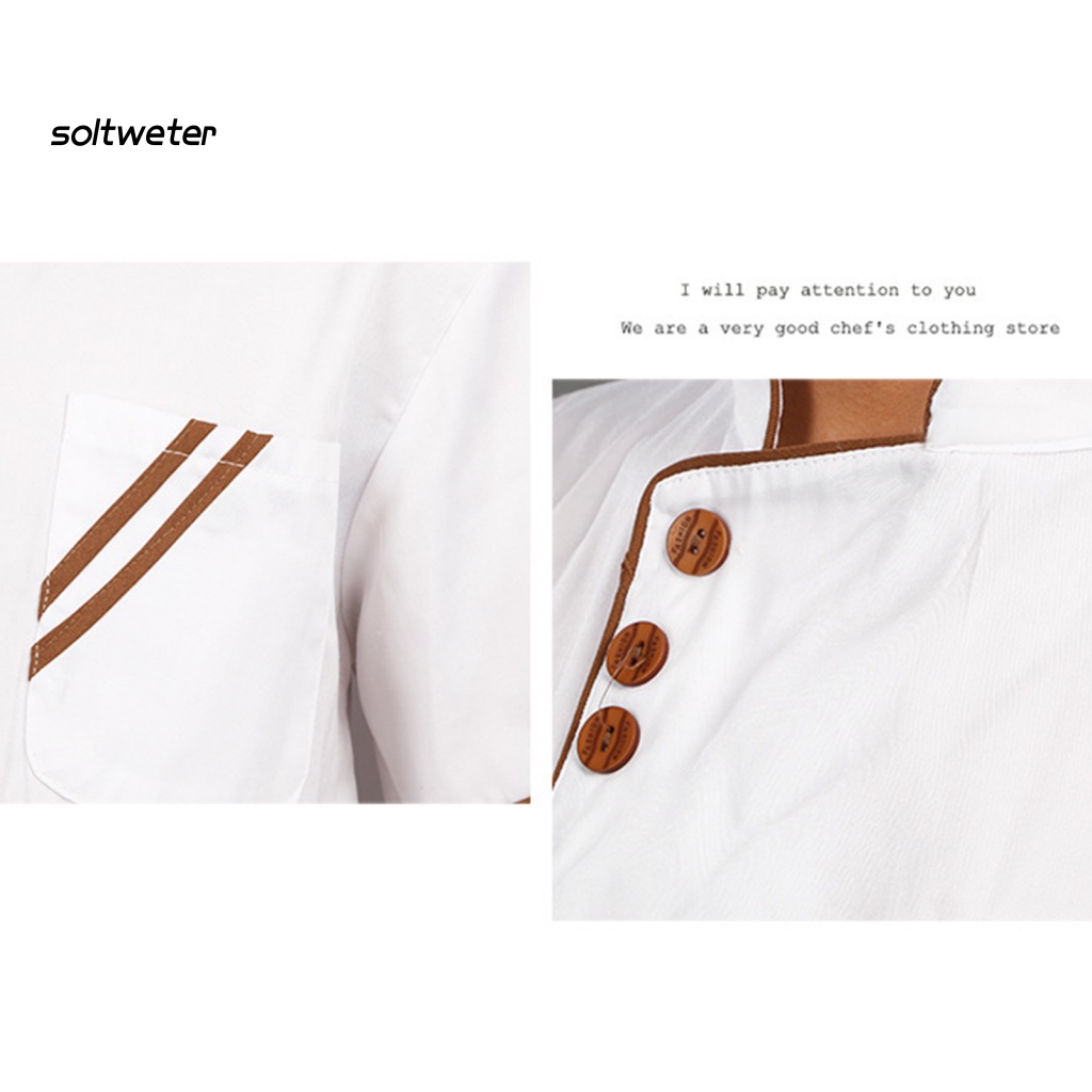 Áo Đầu Bếp Ngắn Tay Cổ Đứng Gọn Nhẹ Thoáng Khí Thoải Mái Dễ Giặt Rửa