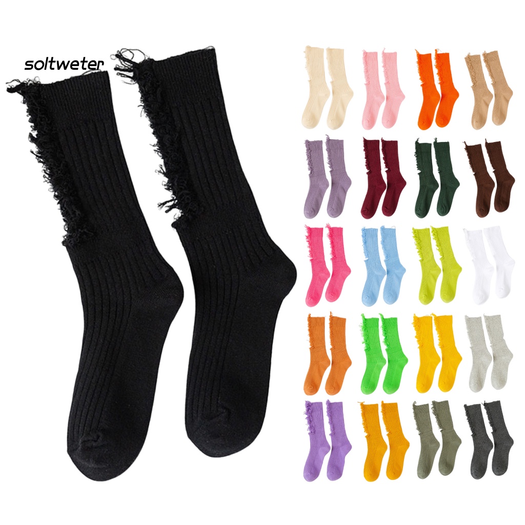 1 Đôi Tất Cotton Mềm Mại Thấm Hút Mồ Hôi Thoáng Khí Màu Trơn Có Lỗ Dài Co Giãn Tốt Bảo Vệ Chân Cho Nữ
