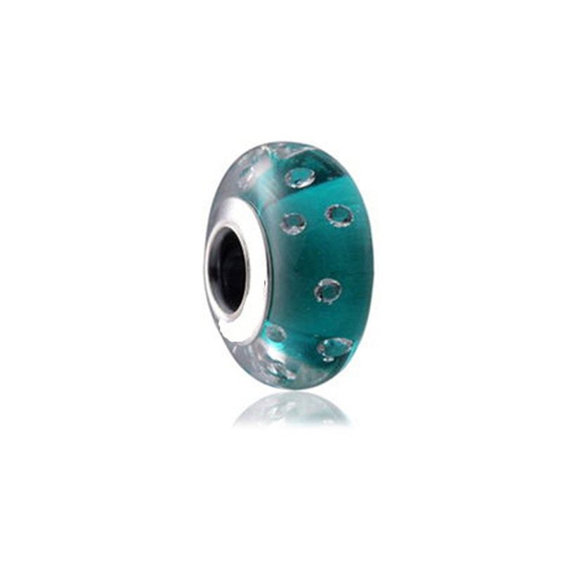 Hạt Charm Mạ Bạc 925Pandora Hình Trái Tim Mặt Kính Gợn Sóng Bằng Bạc 925