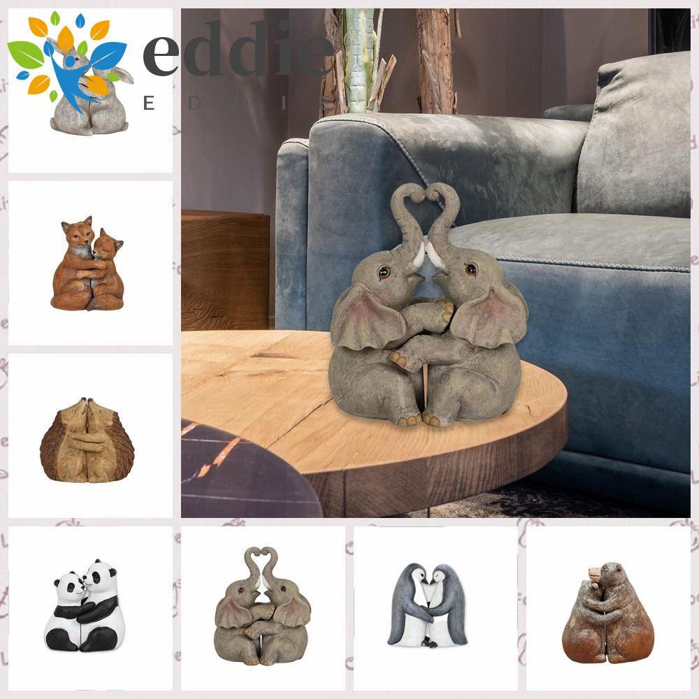 26EDIE Tượng Cặp Đôi Bằng Nhựa Resin Thủ Công Không Phai Màu Hình Động Vật Ôm Nhau Sáng Tạo Dành Cho Ngày Valentine