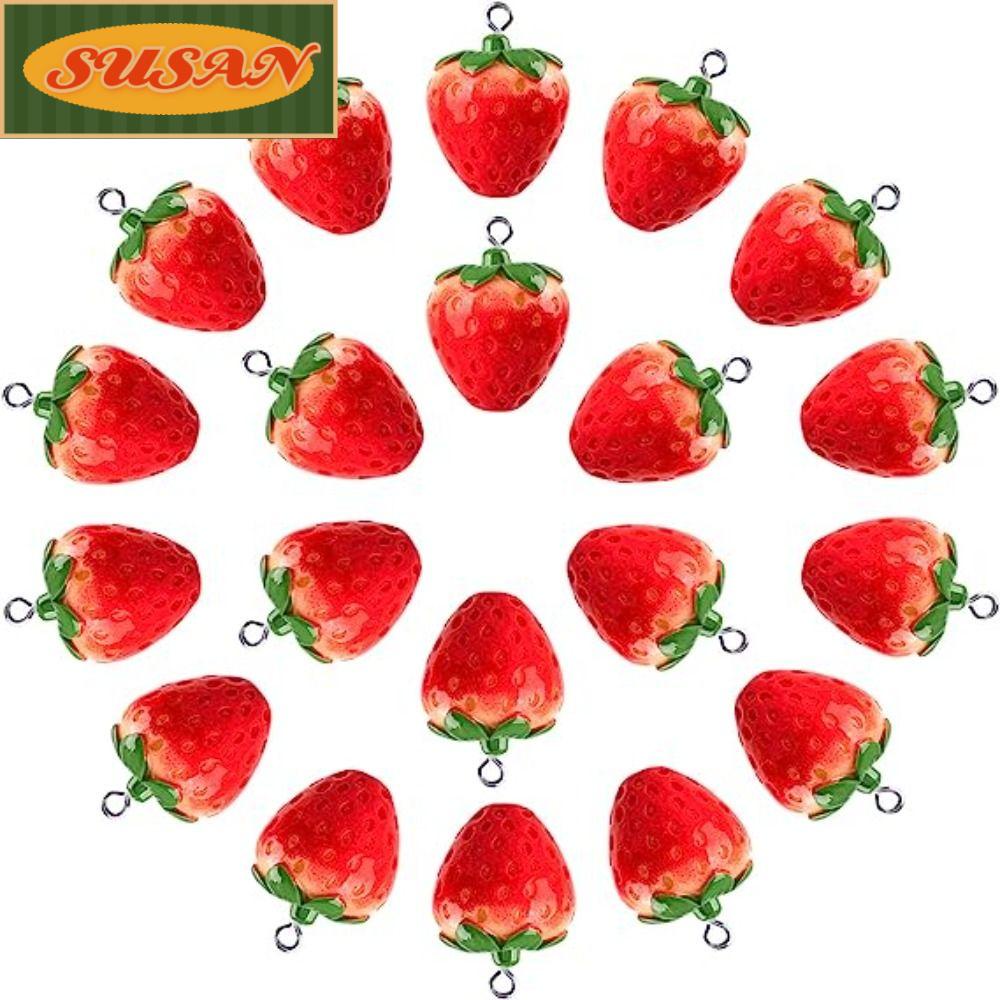 SUSANS Bộ 20 Mặt Dây Chuyền Hình Trái Dâu 3D 18x27mm