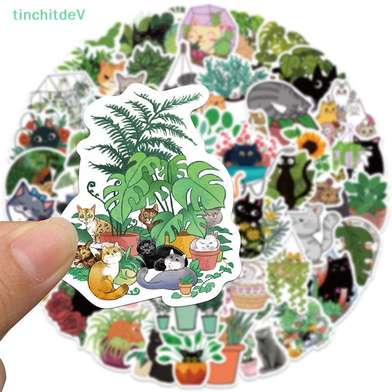 Bộ 50 Miếng Dán Hình Mèo Hoạt Hình Graffiti Trang Trí Vali / Laptop / Xe Máy