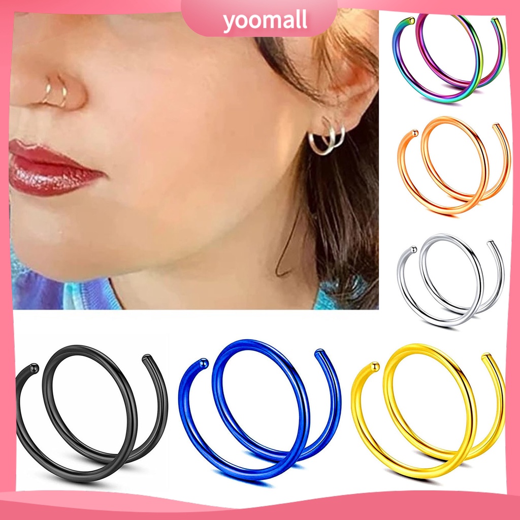 Set 5 Khuyên Mũi Đơn Xoắn Ốc Bằng Thép Không Gỉ Trang Trí Thời Trang Unisex