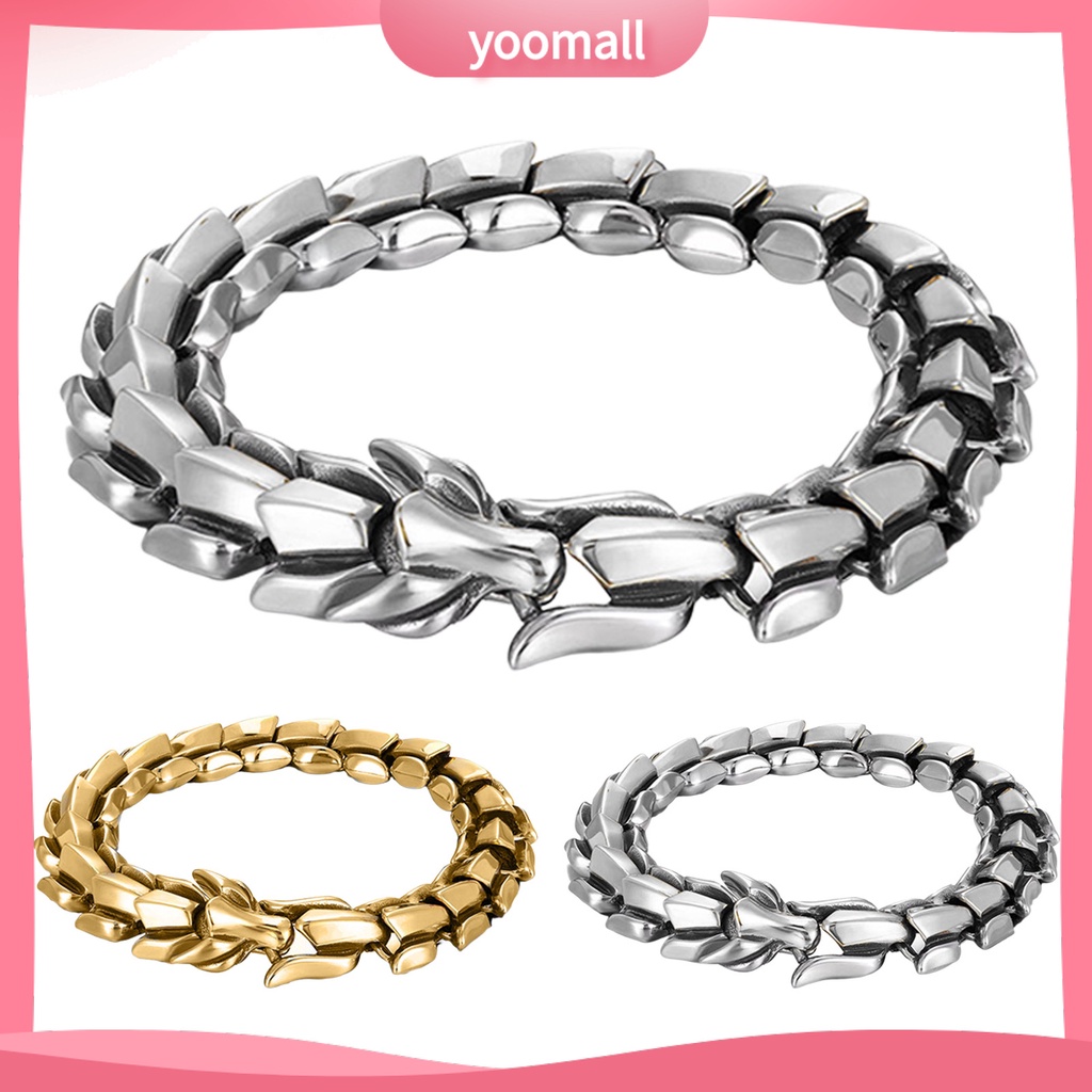 Vòng Tay Hình Đầu Rồng Phong Cách Punk Hip Hop Âu Mỹ Cá Tính Dành Cho Nam