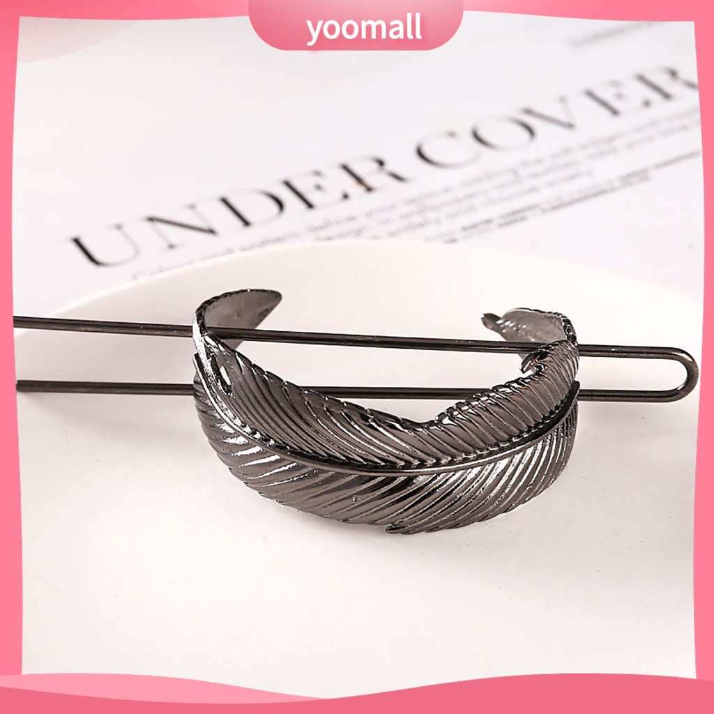 Kẹp Tóc Hình Lông Vũ Tròn Bằng Hợp Kim Chống Trượt