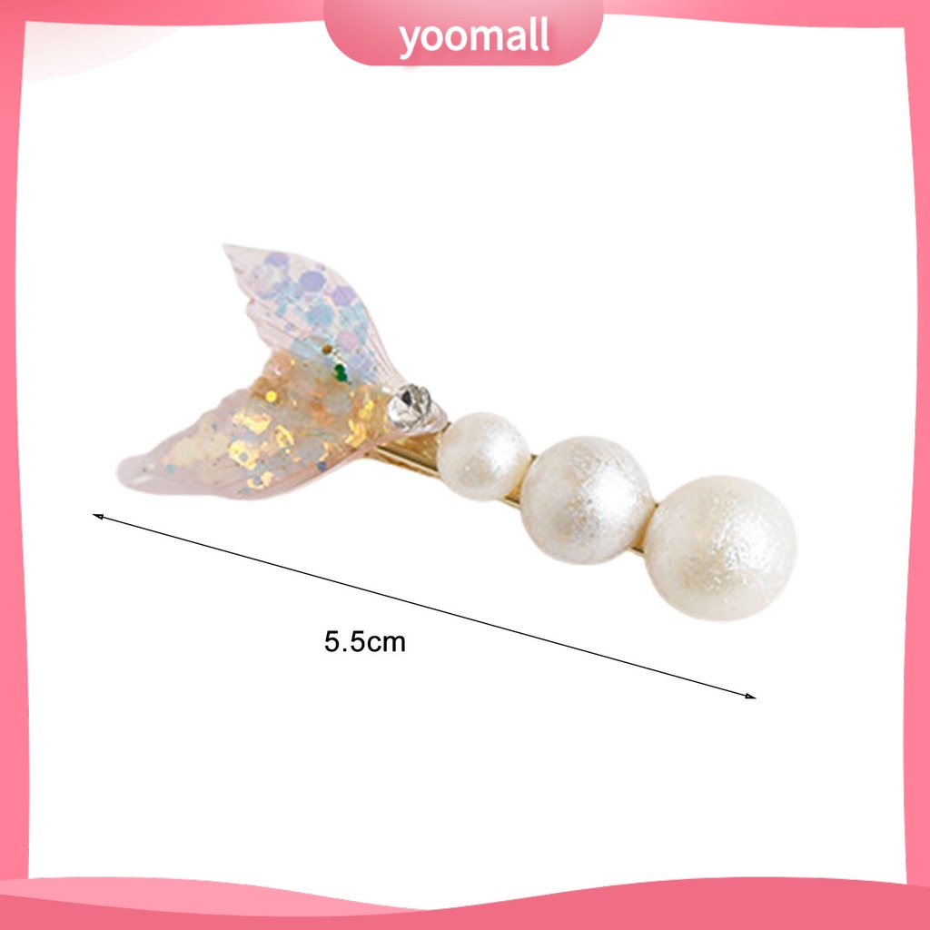 Set 1 / 2 Kẹp Tóc Dạng Chuỗi Hạt Ngọc Trai Giả Bằng Kim Loại