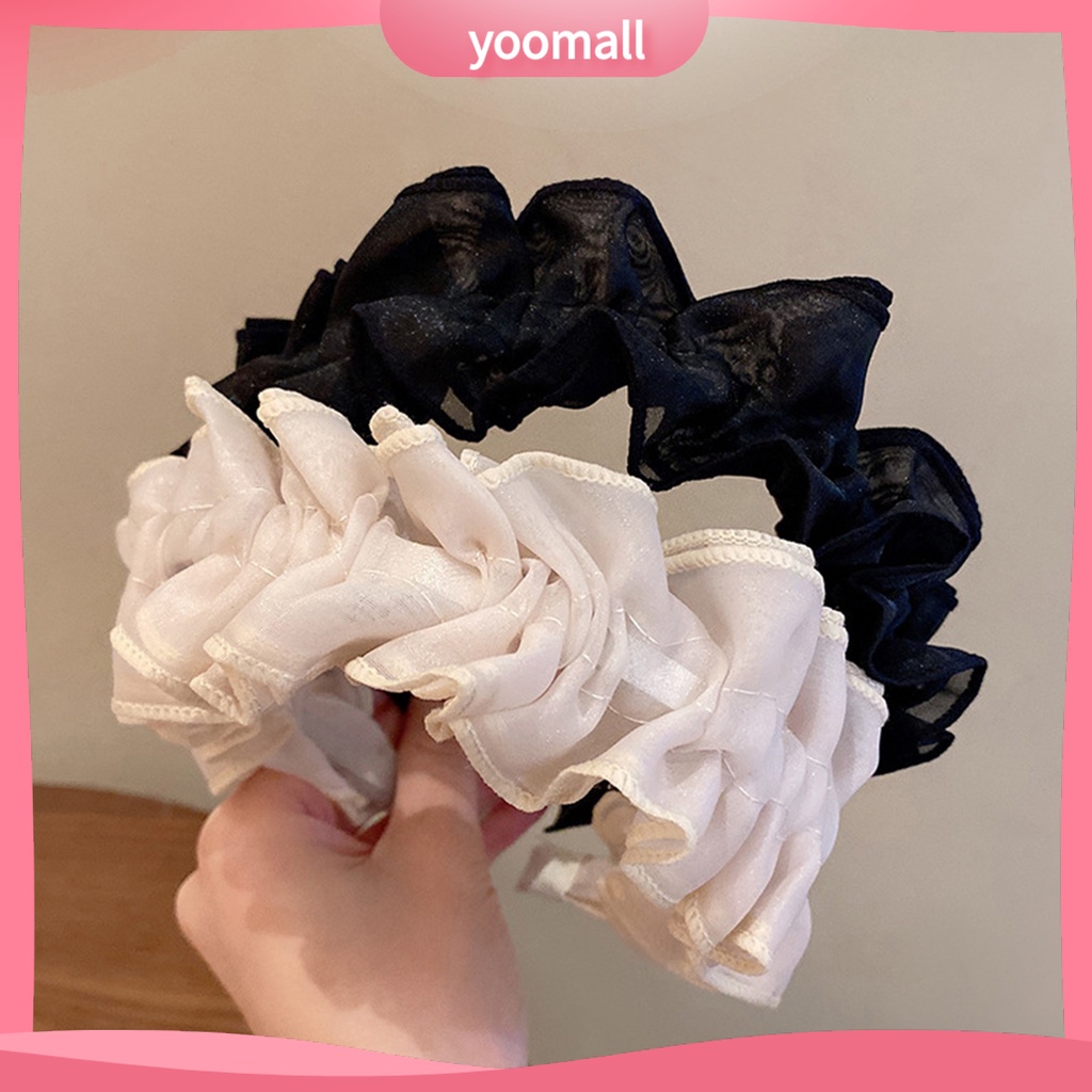 Băng Đô Vải Viền Mềm Bản Rộng Trang Trí Tóc Cho Nữ