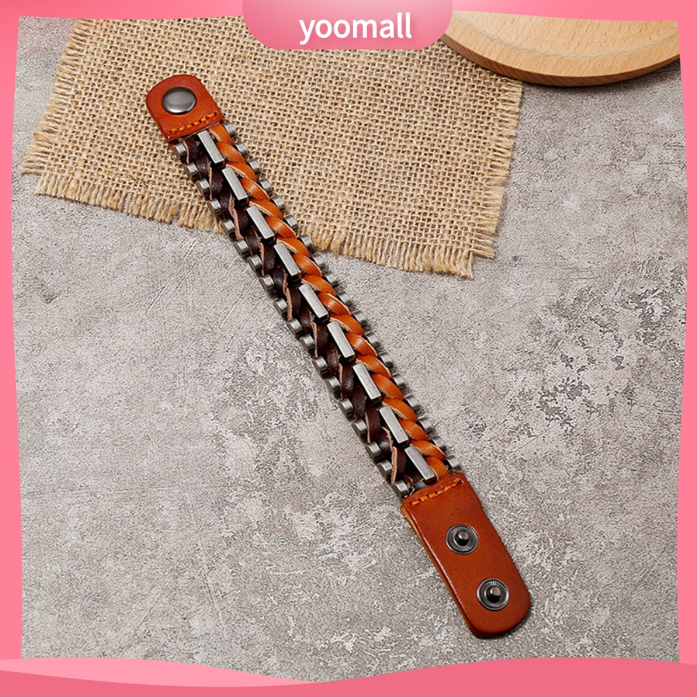 Vòng Tay Giả Da Bện Dây Điều Chỉnh Được Phong Cách Punk Cho Nam