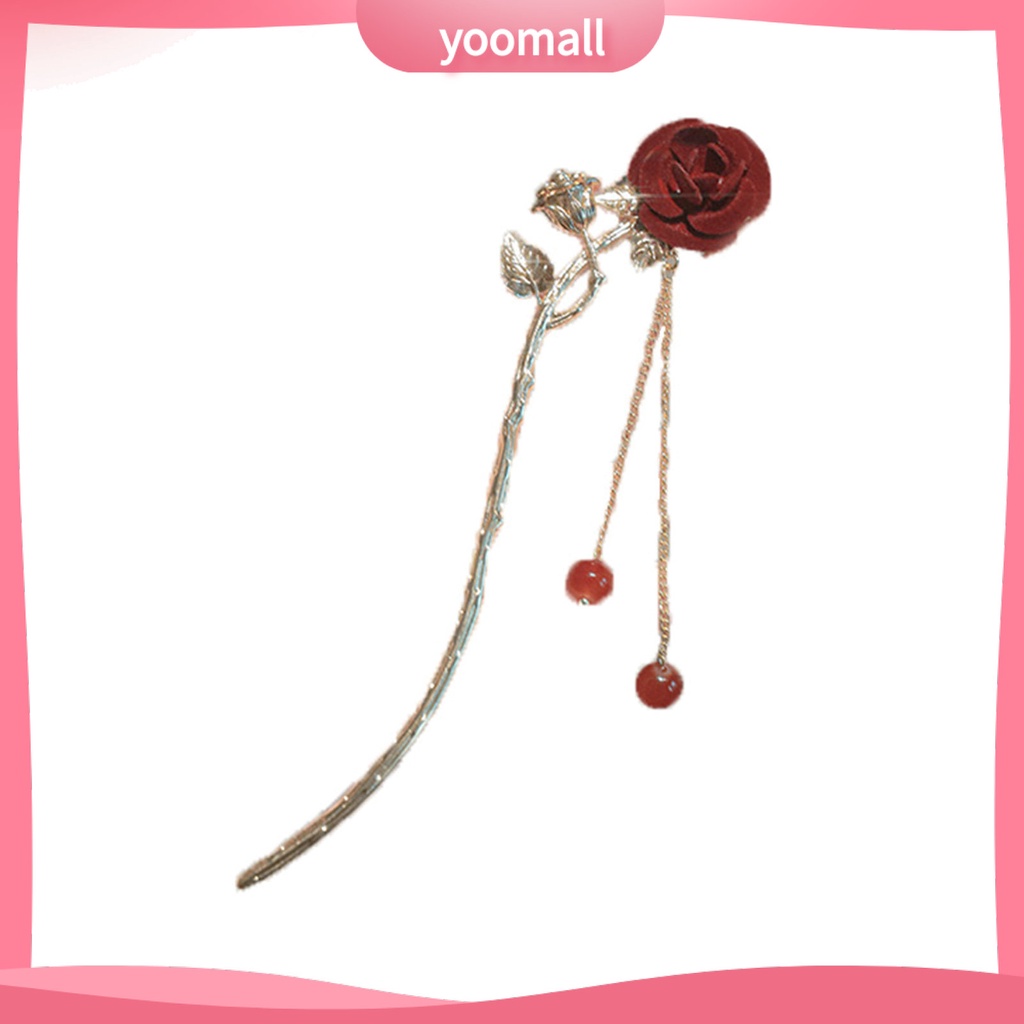 Trâm Cài Tóc Đính Hạt Và Hoa Hồng Chống Trượt Dễ Thương Cho Nữ