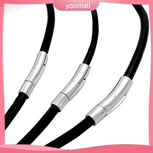 Vòng cổ Giả Da Mặt Ổ Khóa Tròn Bằng Thép Không Gỉ Thời Trang Cho Nam