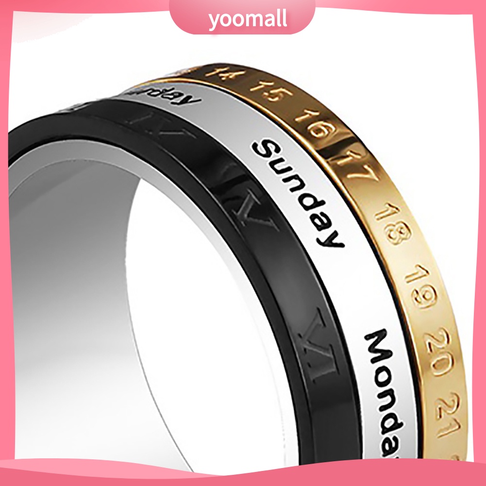 [YM] Nhẫn Titan Ba Chiếc Lịch Ngày Tháng Xoay Sáng Tạo