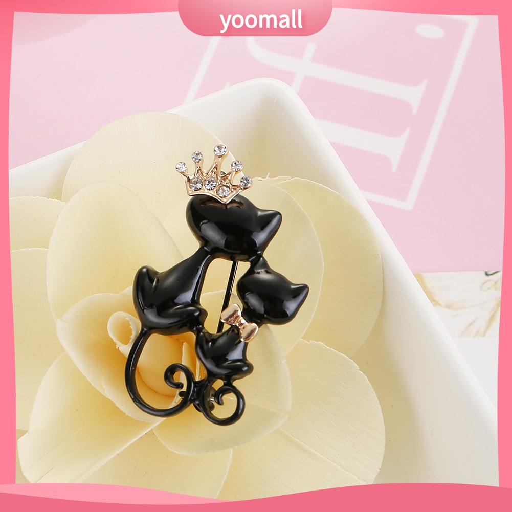 Ghim Cài Áo Hình Mèo Đính Đá Nhân Tạo Thời Trang