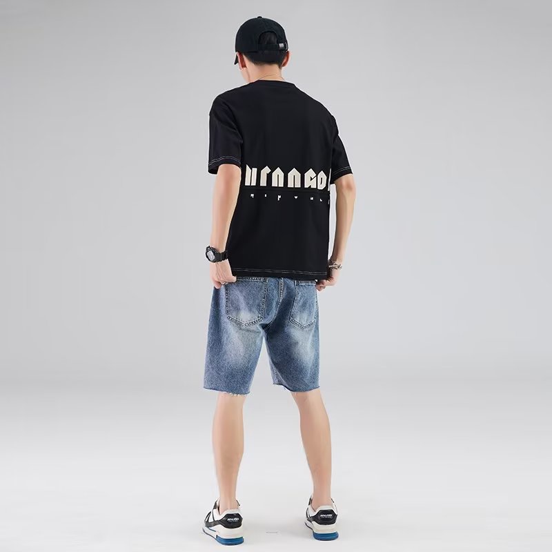 夏季短袖t恤男夏季纯棉美式日系潮牌ins男生宽松圆领半袖