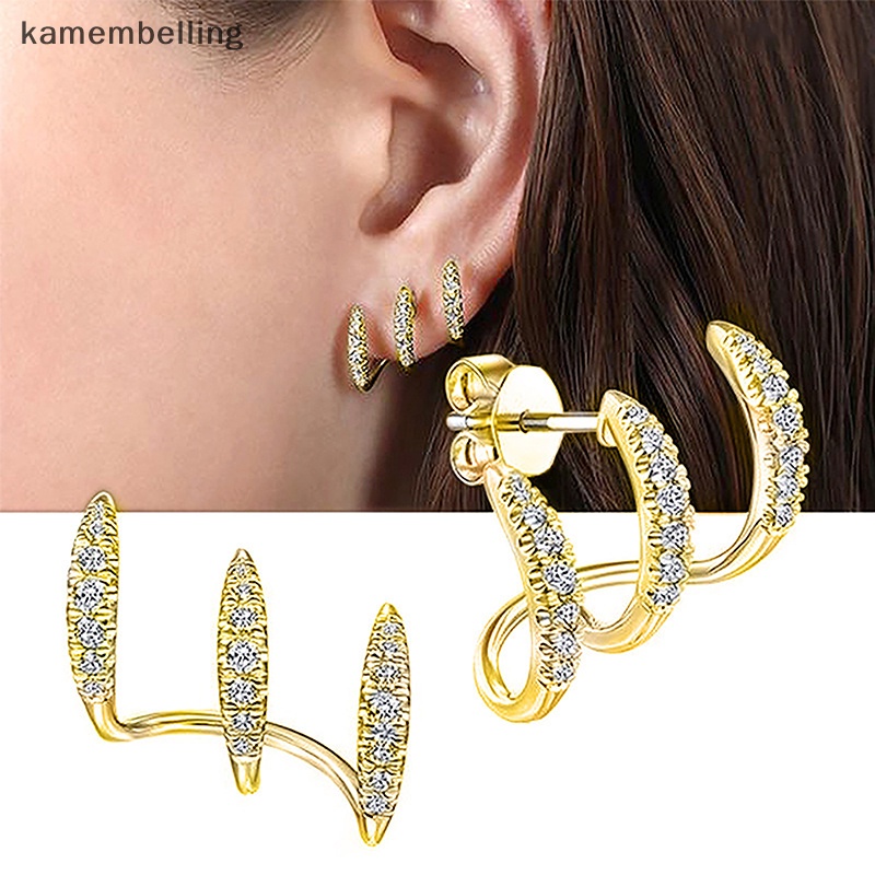 Kamembelling Khuyên Tai Đính Đá Zircon Thời Trang Dự Tiệc Cưới Cho Nữ