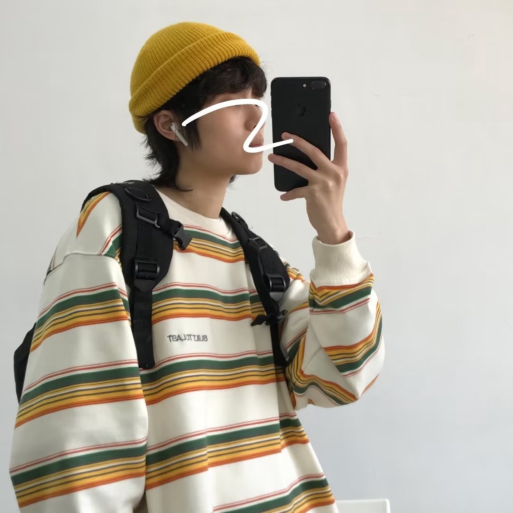 Áo Thun Dài Tay Họa Tiết Sọc Ngang Thời Trang Dành Cho Cả Nam Và Nữ