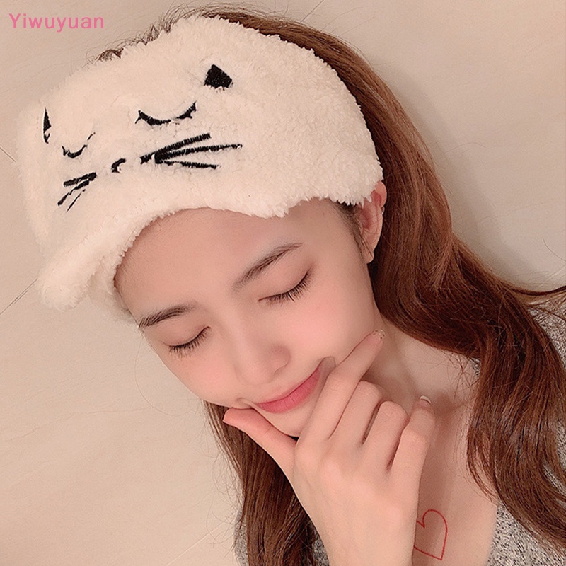 Băng Đô Cài Tóc Rửa Mặt Hình Mèo Bằng Lông Cừu San Hô Dễ Thương Cho Nữ