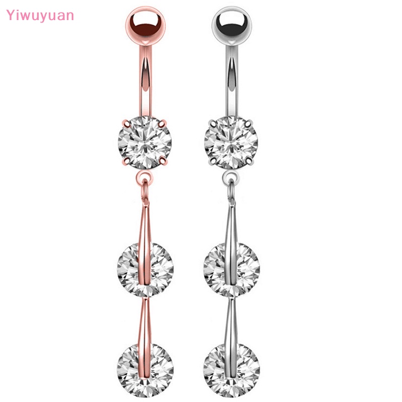 < Yiwuyuan > Khuyên Rốn Đính Đá Zircon Hình Giọt Nước Thời Trang Quyến Rũ Phụ Kiện Trang Sức Cho Nữ Mới
