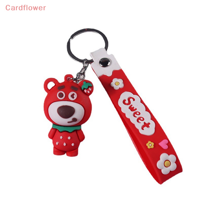 Móc Khóa Hình Gấu Dâu Tây 3D Bằng PVC Mềm Dễ Thương