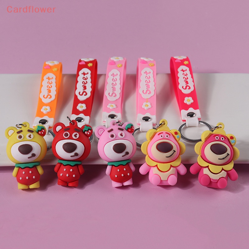 Móc Khóa Hình Gấu Dâu Tây 3D Bằng PVC Mềm Dễ Thương