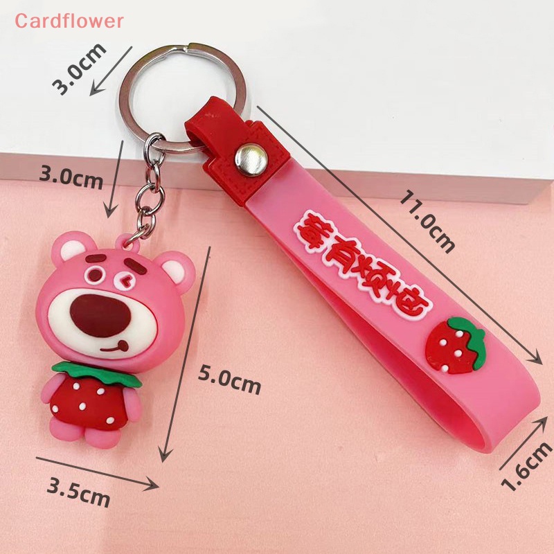 Móc Khóa Hình Gấu Dâu Tây 3D Bằng PVC Mềm Dễ Thương