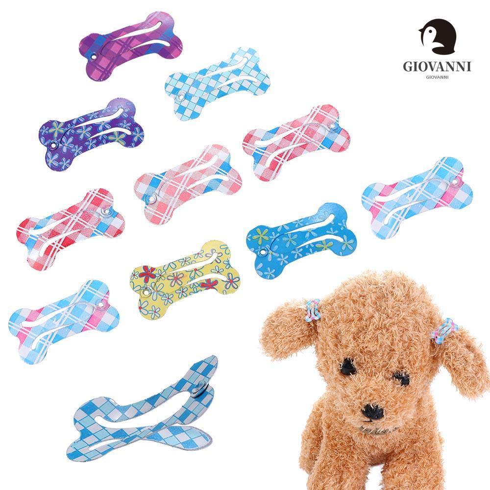 GIOVANNI Set 10 Kẹp Tóc Hình Cục Xương Nhiều Màu Dễ Thương Cho Thú Cưng