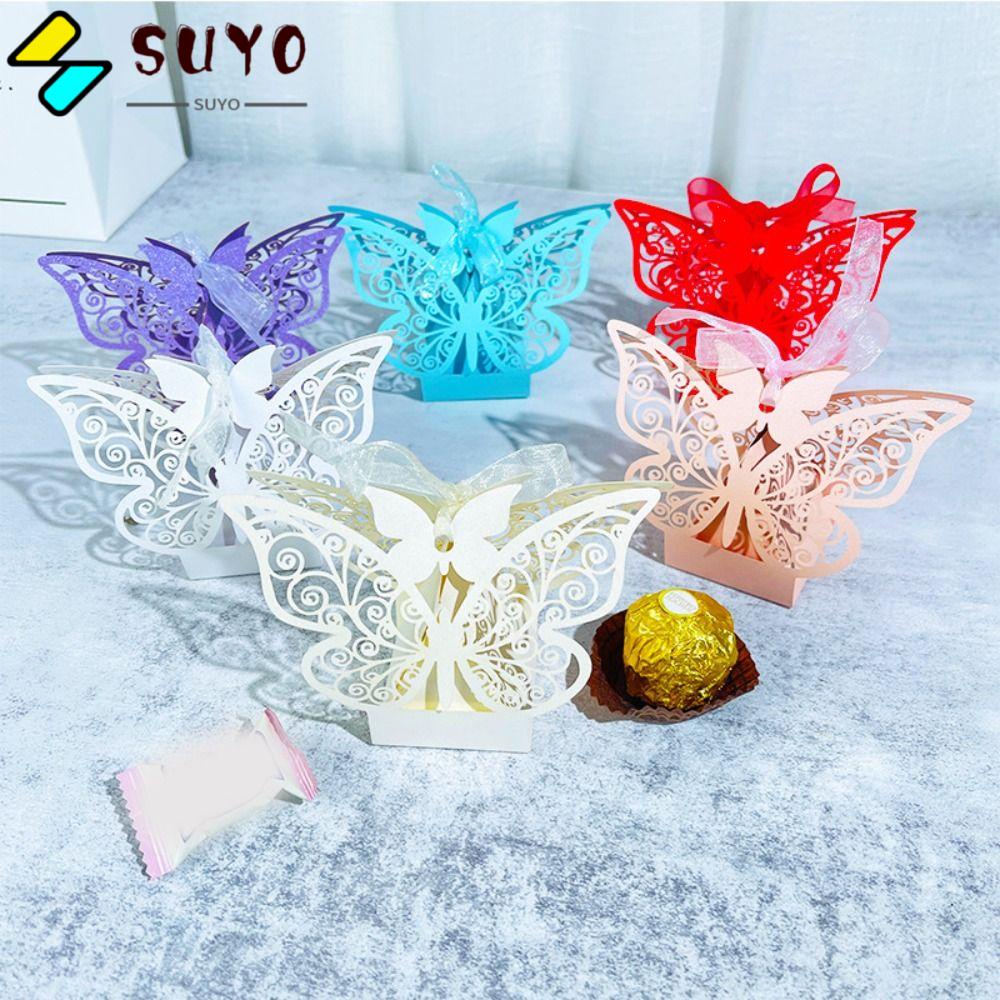 Bộ 50 Hộp Giấy Đựng Kẹo Sô Cô La Trang Trí Ren Ruy Băng Rỗng Mới Cho Tiệc Cưới