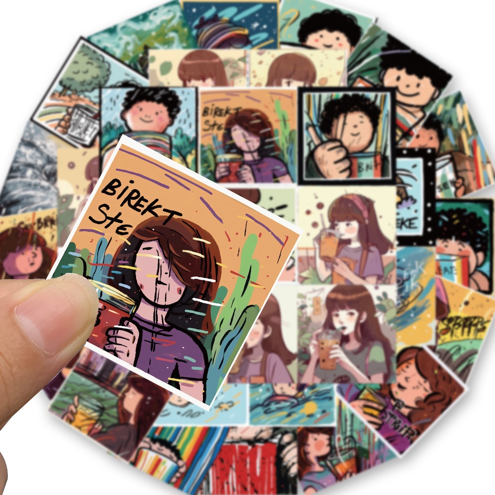 Bộ 50 Miếng Dán Trang Trí Hình Ly Trà Sữa / Điện Thoại / Laptop / Sổ Tay Xinh Xắn