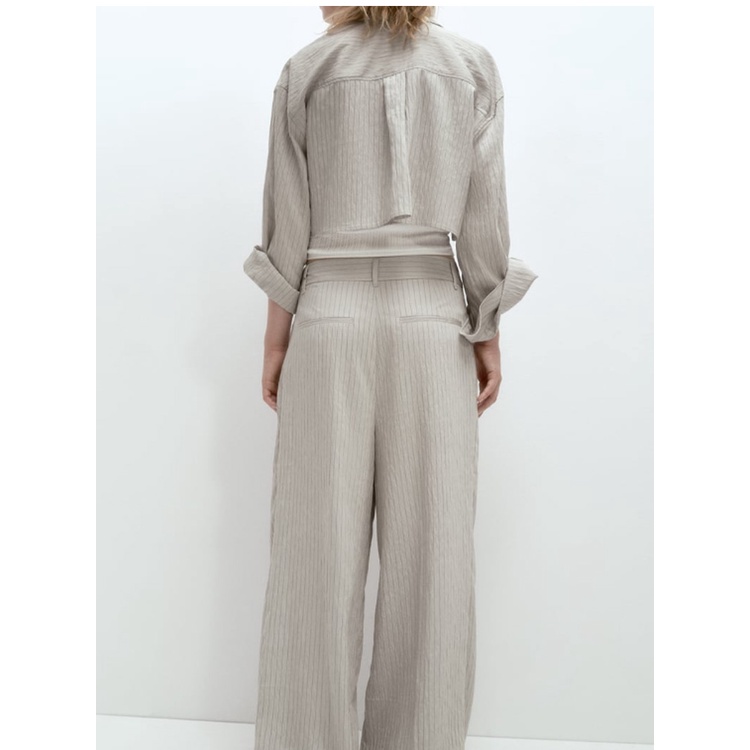 Zara Bộ Áo Sơ Mi Kẻ Sọc + Quần Dài Thời Trang Mùa Hè Năng Động 3067025 7385504