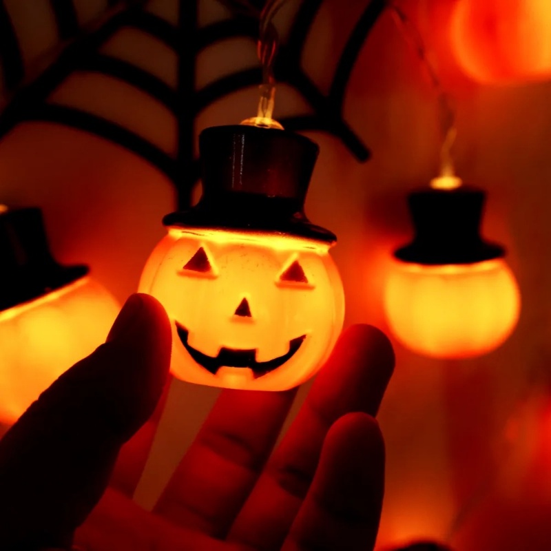 Dây Đèn LED 10 Bóng Dài 1.5M Hình Bí Ngô Dễ Thương Dùng Trang Trí Halloween