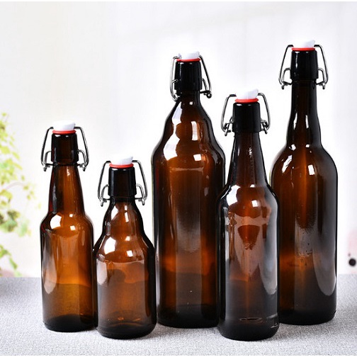 Chai thuỷ tinh nắp gài nâu đen lên men F2 Kombucha, Kefir, bia, chống tia cực tím, ánh sáng