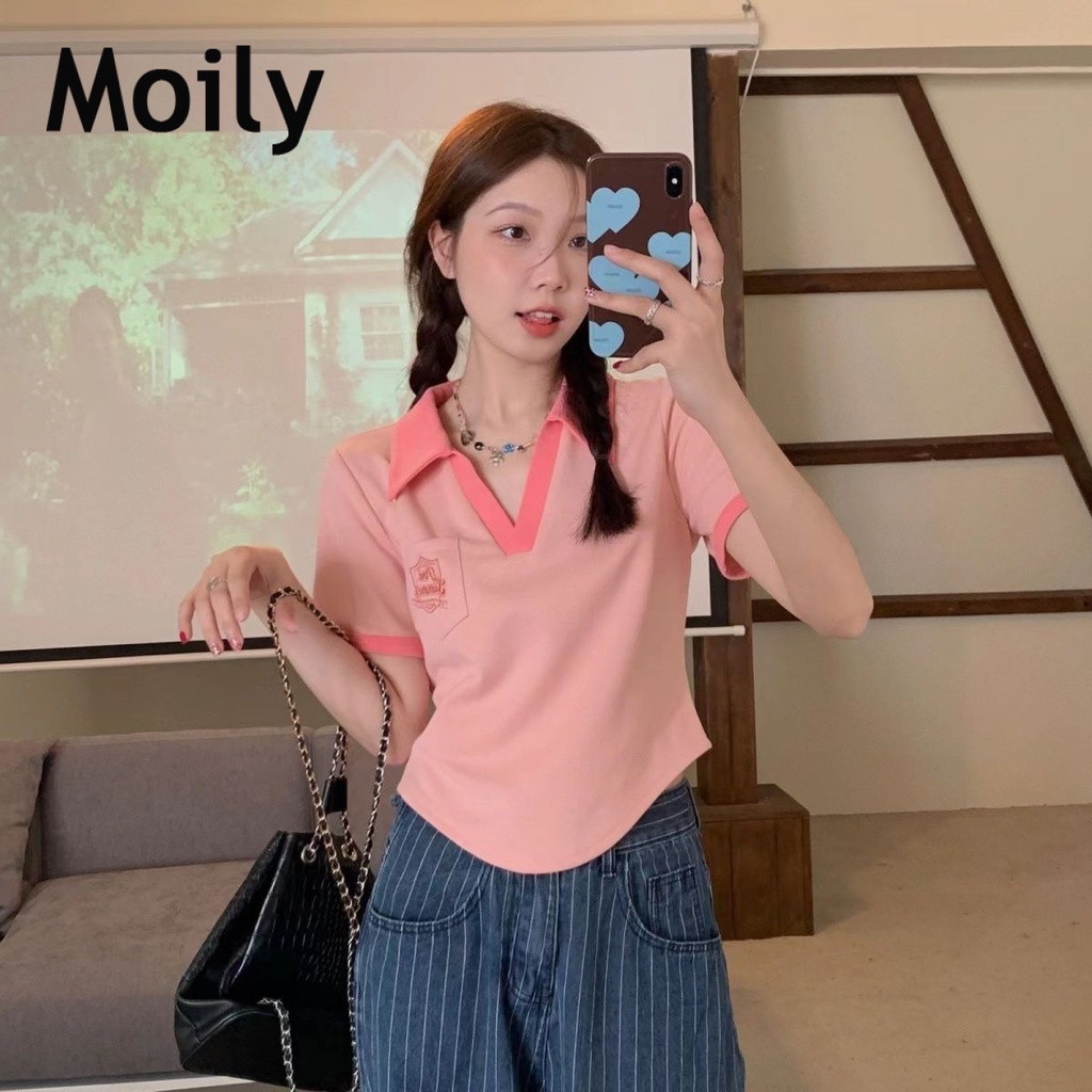 Moily thun áo áo polo  nữ Thời trang hàn quốc A29J1BC