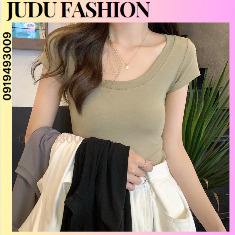 Áo Thun Nữ Ôm Tôn Dáng Áo Thun Ngắn Tay Dễ Phối Thường Ngày Màu Trơn Sành Điệu Mặc Trong Cho Nữ Judu Shop