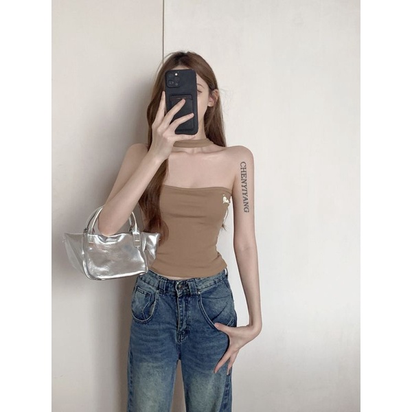 Áo Hai Dây Dáng Ôm Ngắn Thêu Họa Tiết Phong Cách Cổ Điển Thời Trang Mùa Hè Quyến Rũ Cho Nữ