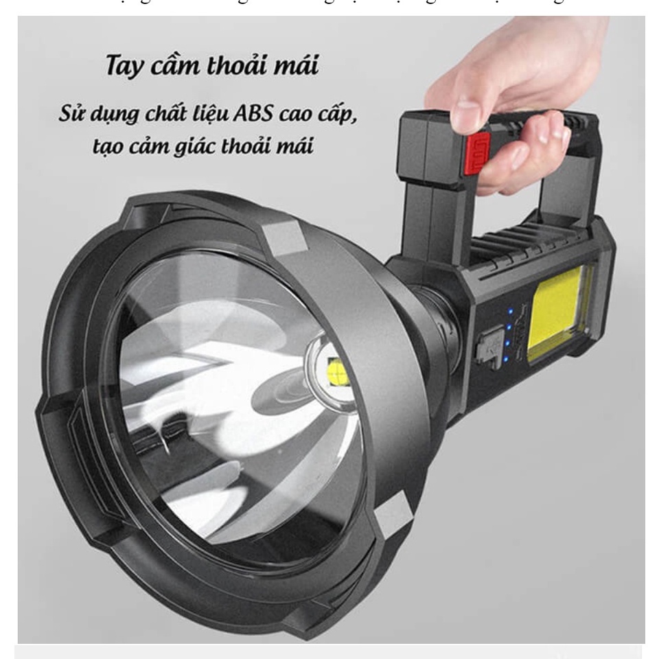 Đèn Pin Siêu Sáng Xách Tay Yd 899 Lớn Nhiều Chế Độ, Sạc Năng Lượng Mặt Trời, Kiêm Sạc Dự Phòng