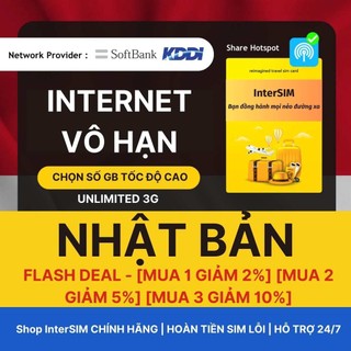 【sim du lịch nhật bản】【nhà mạng softbank/kddi】【internet tốc độ cao 4g / 5g có nghe gọi】sim du lịch intersim