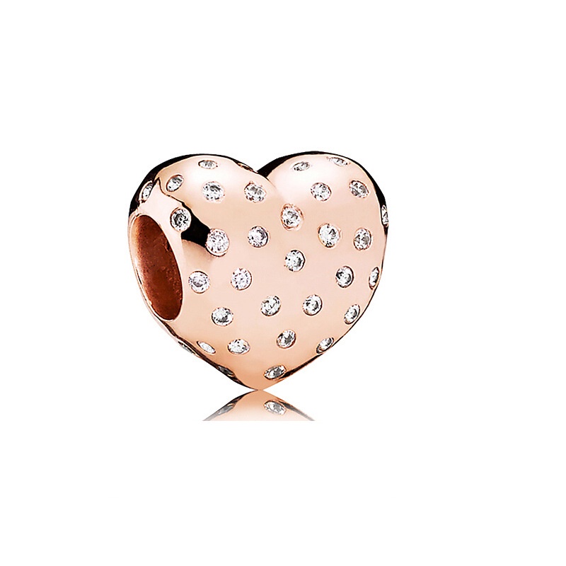 Hạt Charm Hình Vương Miện / Trái Tim Bằng Bạc 925Pandora Mạ Vàng Hồng Dùng Làm Vòng Tay DIY