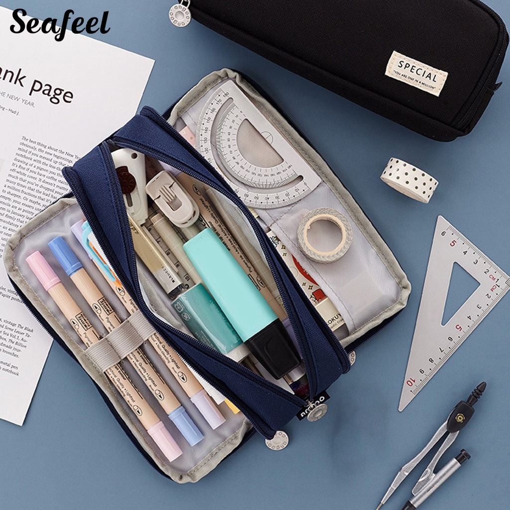 Túi Đựng Bút Màu Trơn Đa Năng Sức Chứa Lớn Tiện Dụng Cho Trường Học