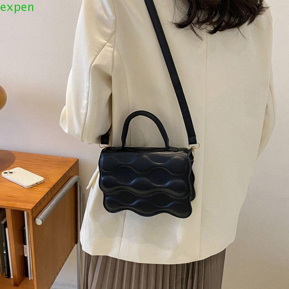 Túi Đeo Chéo Da PU Xếp Ly Cỡ Lớn Phong Cách Hàn Quốc Thời Trang Đường Phố