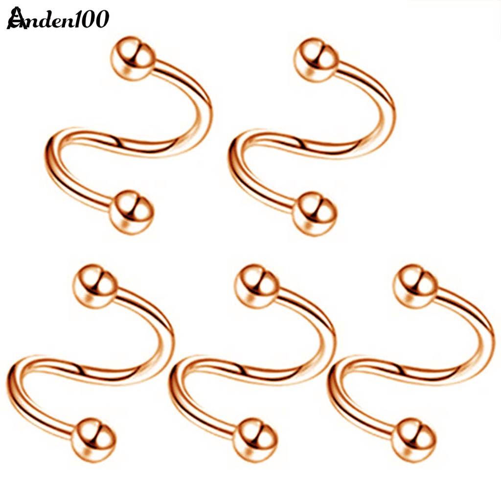 Set 5 Khuyên Mũi Bằng Thép Không Gỉ Đính Đá Thời Trang