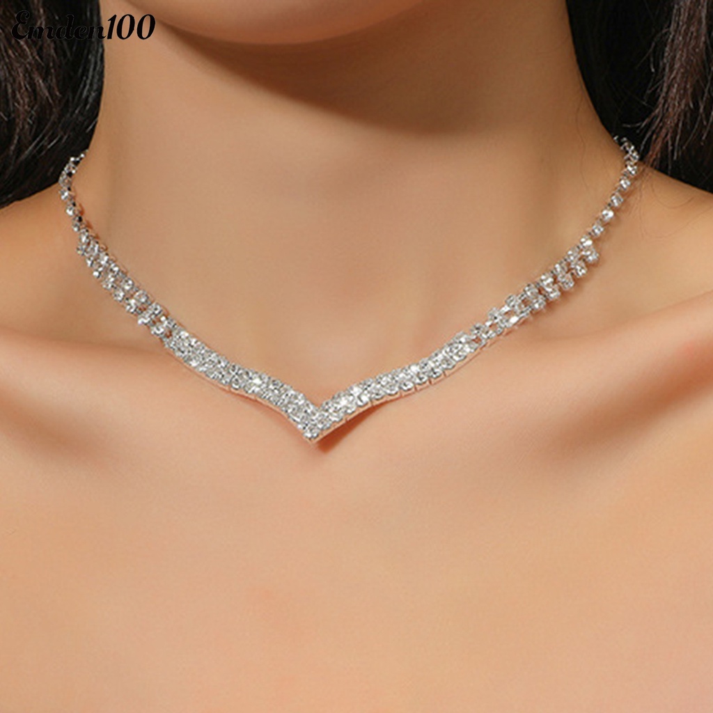 1 Bộ Vòng cổ Và Bông Tai Tua Rua Đính Đá Thời Trang Nữ Tính