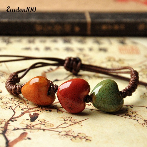 Vòng Tay Bện Dây Đính Hạt Gốm Phong Cách Bohemia