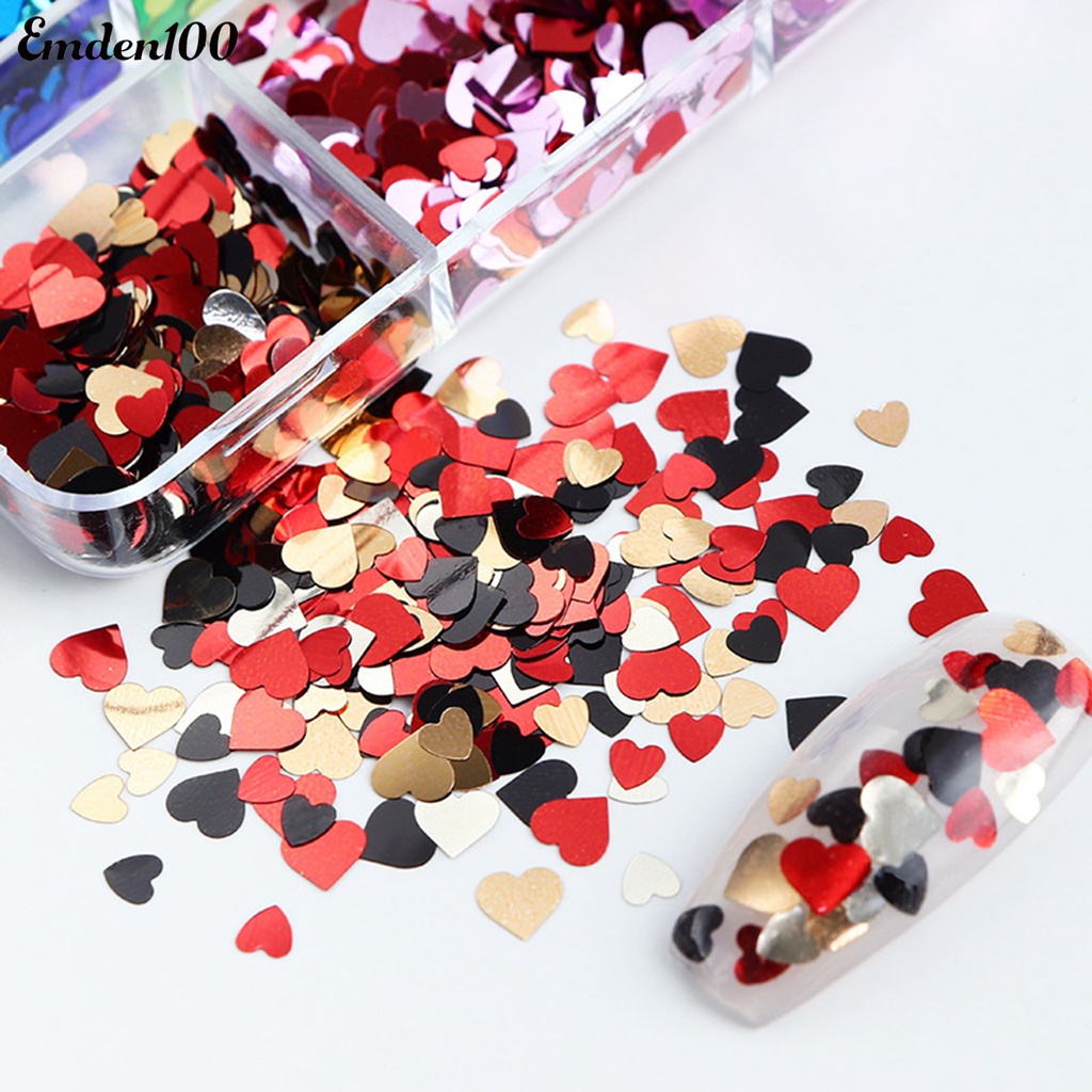 1 Hộp Phụ Kiện Trang Trí Móng Tay Lấp Lánh 6 Ngăn