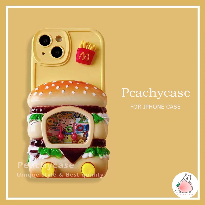 Ốp Điện Thoại TPU Dẻo Họa Tiết Bánh Hamburger 3D Vui Nhộn Cho iPhone 14 13 12 11 Pro Max Xr Xs Xsmax