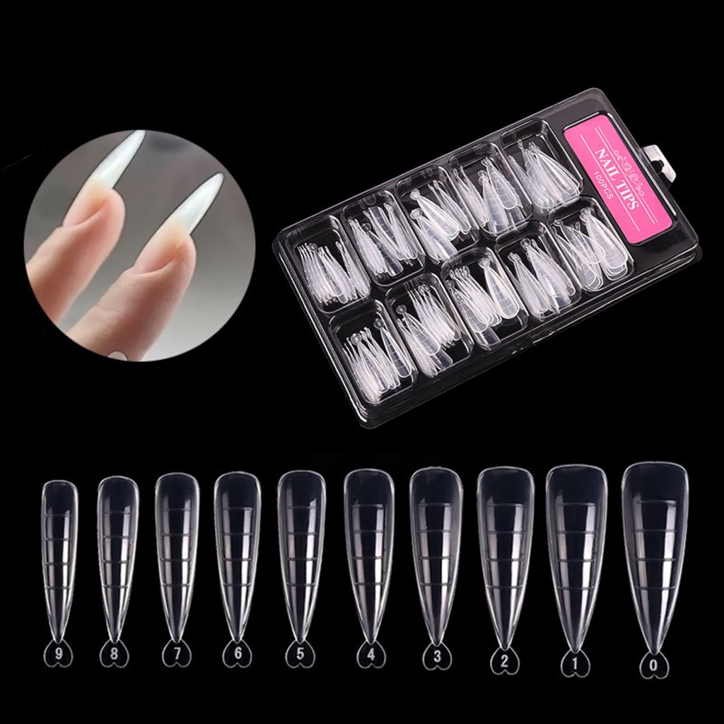 Set 100 Móng Tay Giả Dạng Nhấn Mềm Mịn Trưng Bày Cho Nữ