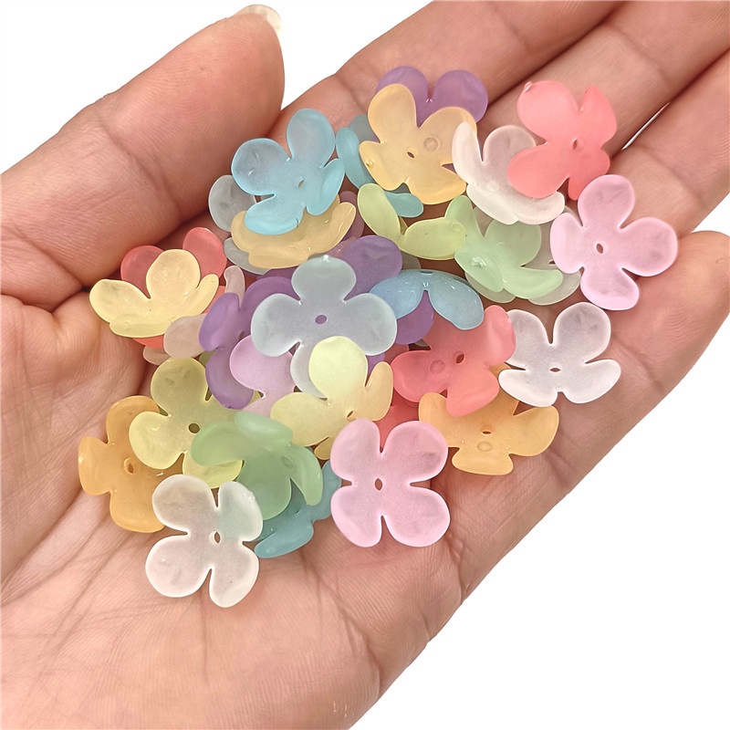 Set 20 Hạt Xỏ Lỗ 4 Nhánh 15mm Bằng Acrylic Màu Ấm Dùng Làm Trang Sức Thời Trang DIY