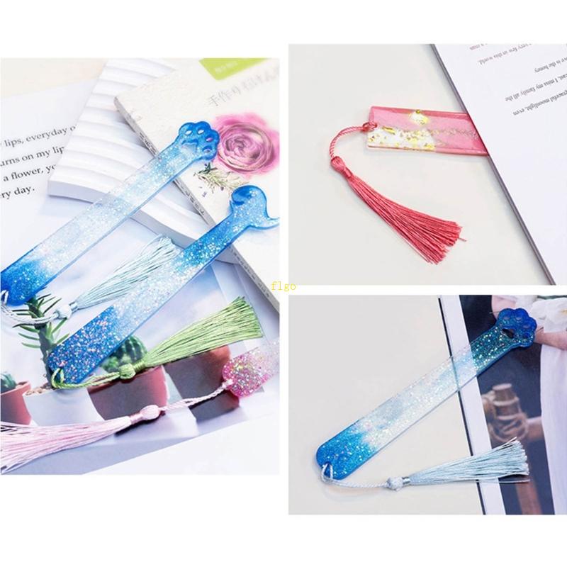 Khuôn Silicone Làm Thẻ Đánh Dấu Sách Hình Chữ Nhật / Mèo / Cá Heo Độc Đáo DIY