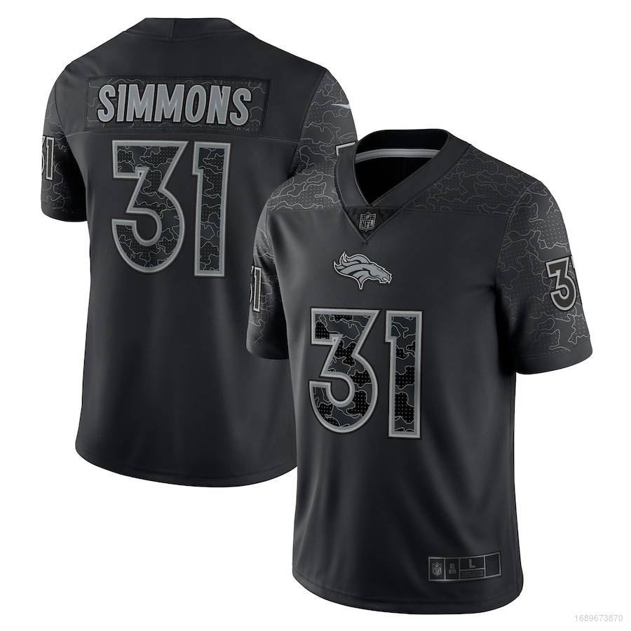 Áo Thun Thể Thao HQ1 NFL Denver Broncos Jersey Justin Simmons Black Rfl Cctv Phiên Bản QH1