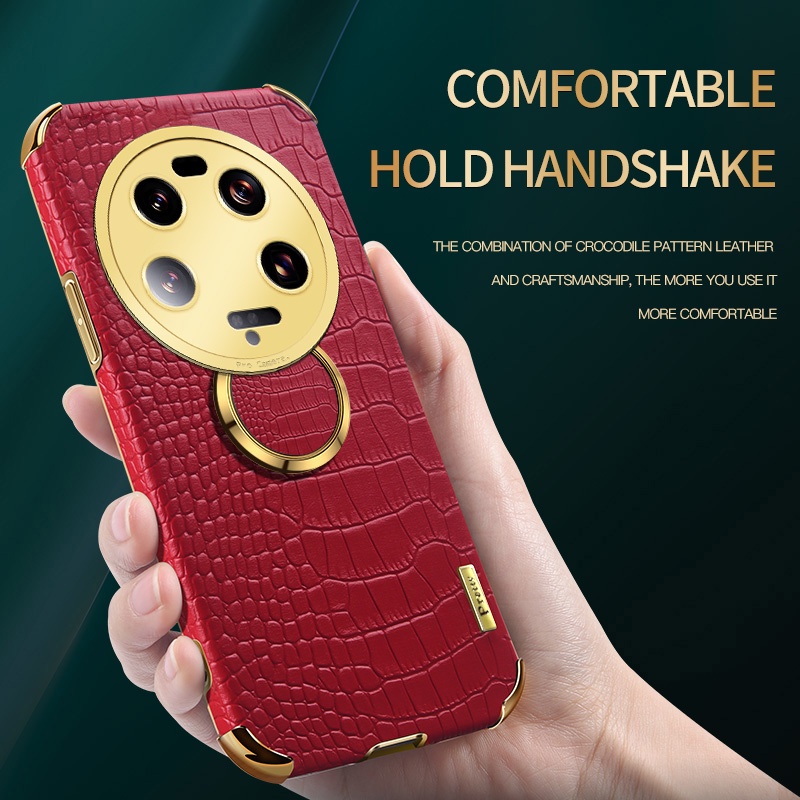 Ốp Điện Thoại Da Cá Sấu 6D Có Vòng Đỡ Cho Xiaomi Mi 13 12T 11T 10T Pro 11 Lite NE 5G Ultra