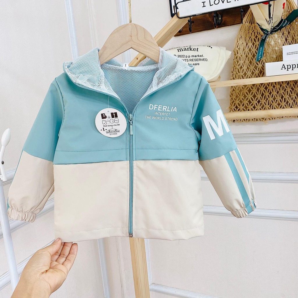 Áo khoác gió 2 lớp hoạ tiết cho bé trai , bé gái cân nặng từ 8 đến 18kg